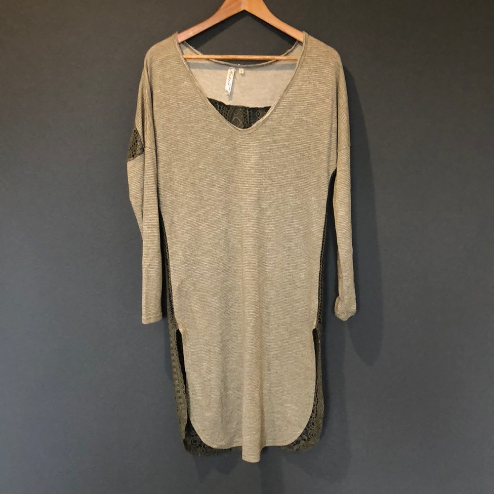 Long Olive sweater with lace back size S